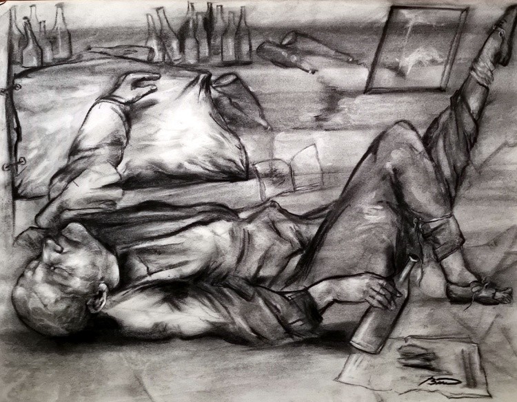 on the Street,    drawing...size;45x60