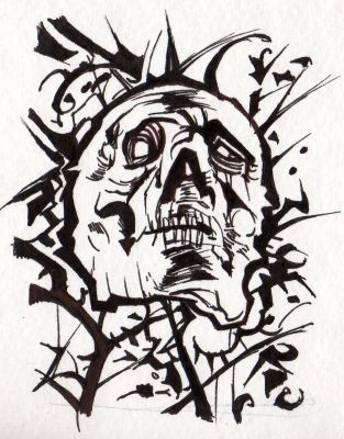 Skull ACEO b&w III
