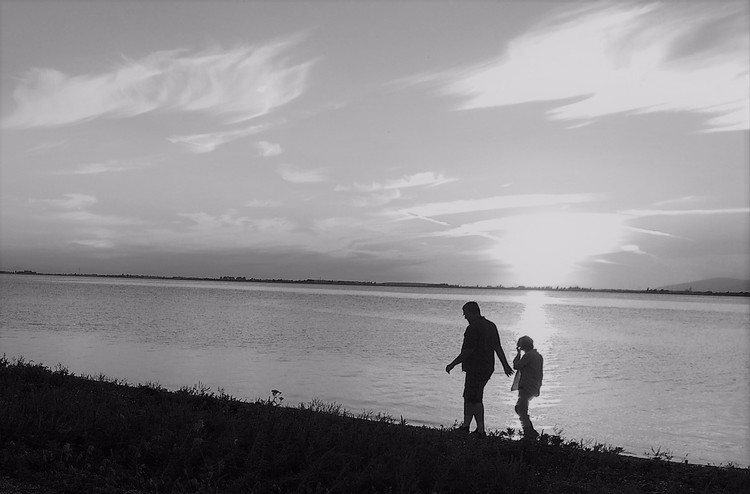 Black & white sunset walk