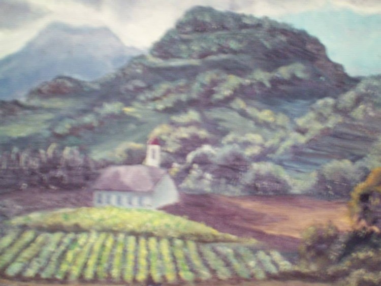 My Painting - Mountainside Church in Italy Oil11x14 Prints available