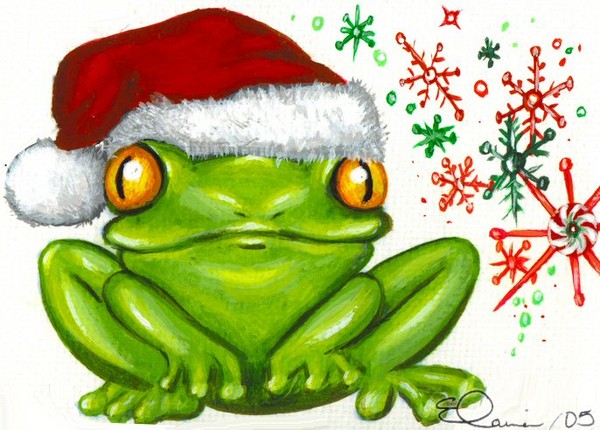 Green Christmas Frog