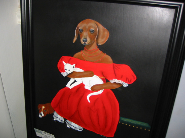 Dog in Red Dress