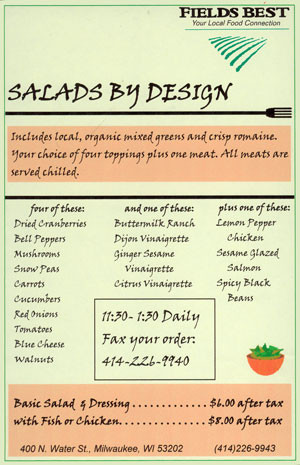 Salad Order Sheet