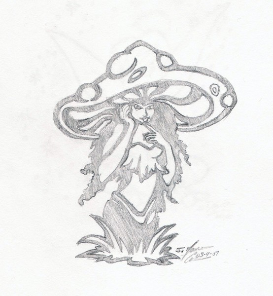 Lady and mushroom