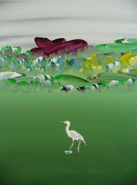 *EGRET IN SUMMER POND*