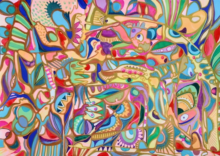 681 Golden Symphony: Vibrant Abstraction