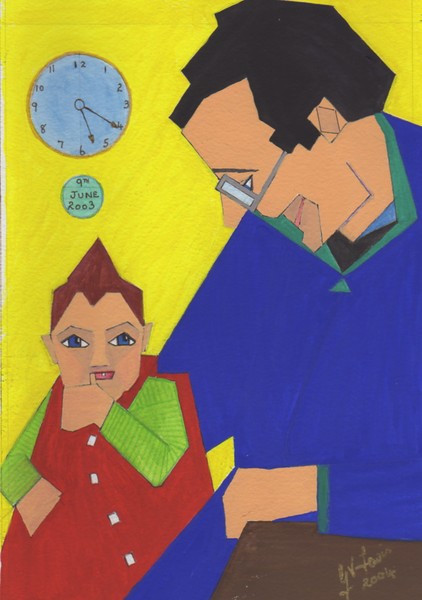 Semicubist portrait of Sula's husband and baby boy