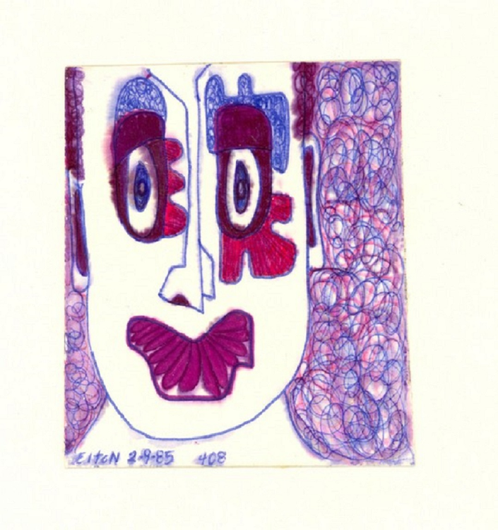 JUNGLE: double-minded warrior....(c) 1985...elton houck....tribal from- ELTONS ART TIME VAULT.......