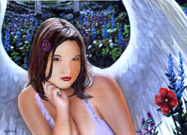 angel in feild of flowers