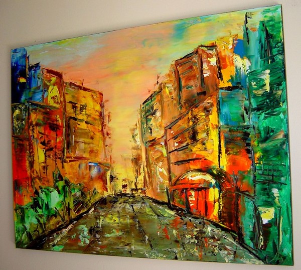 Original oil painting City Walls