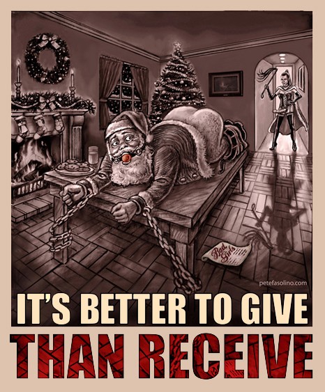 Christmas Cheer. Santa enjoys his private holiday. 