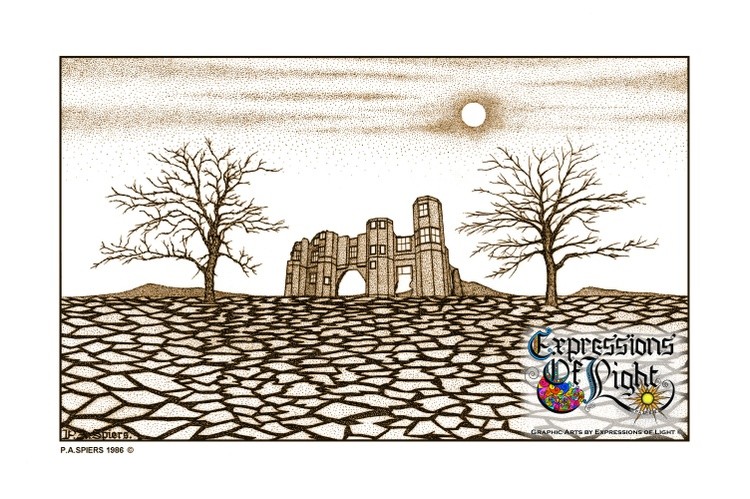 ExpoLight-Graphic-Arts-Desert-Castle-1986-0001 (Pen-&-Ink-Sepia-SP)