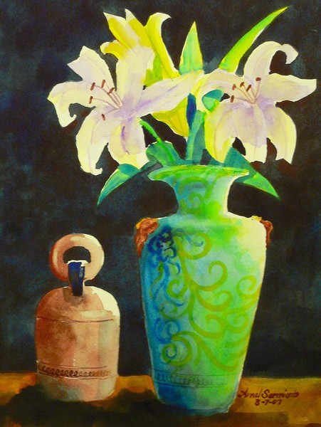 ORIGINAL WATERCOLOR FLOWER IN A VASE 8