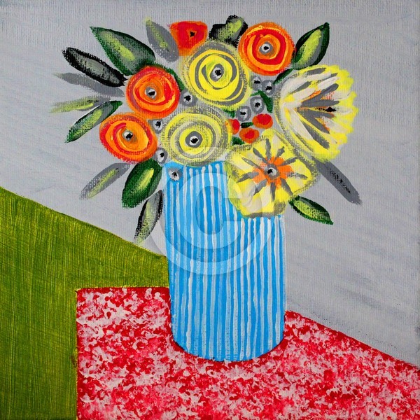 Blue stripy vase