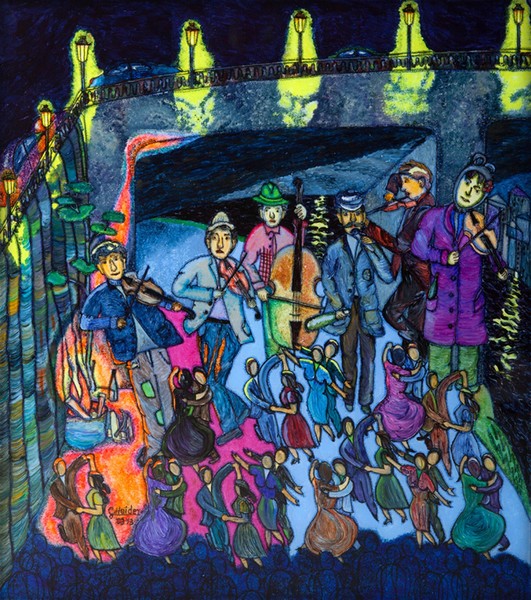 Let's dance, the street musicians play in the ...