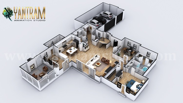 4-bedroom Simple Modern Residential 3D Floor Plan House Design by Architectural Studio,Liverpool, UK