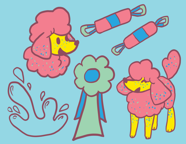 Neon Poodle Dock Stickers