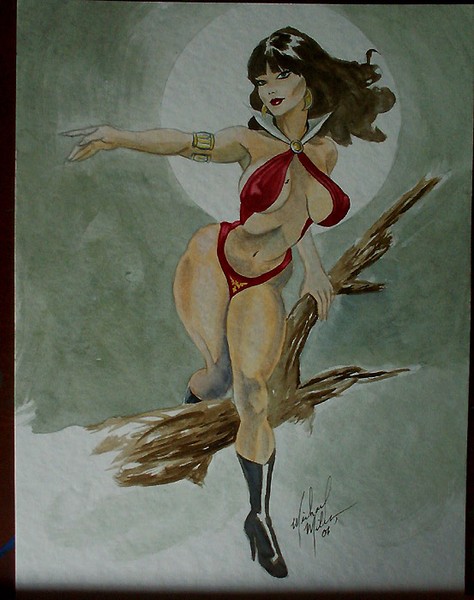Vampirella watercolor sketch - 15min!!!!!