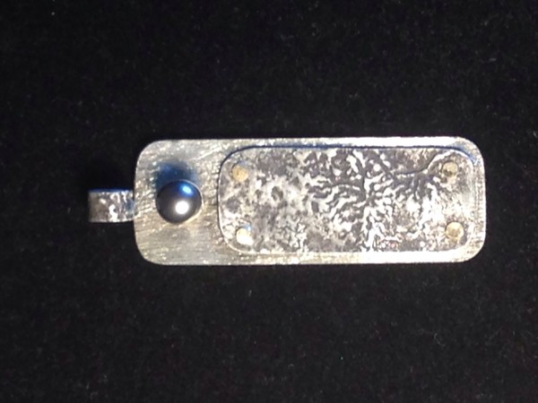 Reticulated Sterling Pendant w Tahitian pearl