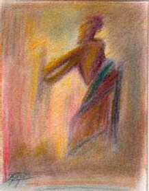 African Woman at work - Abstract Pastel Painting