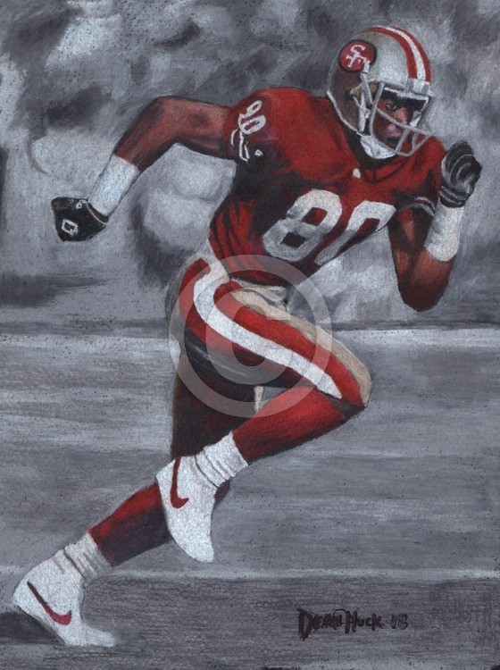 Jerry Rice San Francisco 49ers NFL Football Art Collage Print by Arthur  Milligan