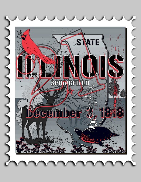 Illinois Stamp Poster