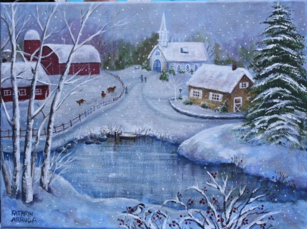 Naive Style Country Winter Scene