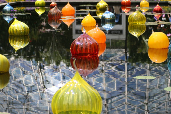 Dale Chihuly's Reflecting Pond of Glass Orbs