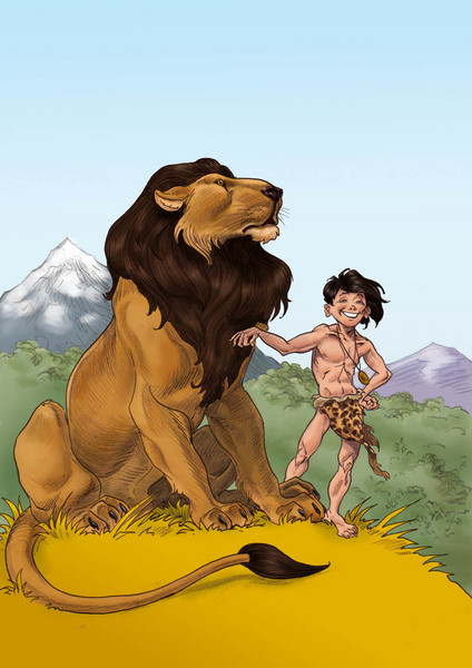 lion and little Tarzan