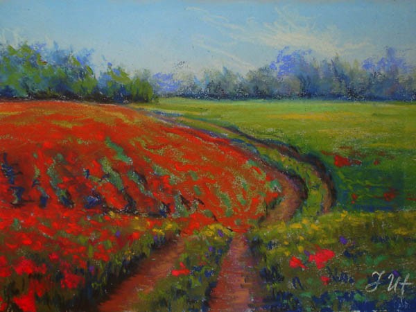 Poppy landscape/ Diptych, 1 part.