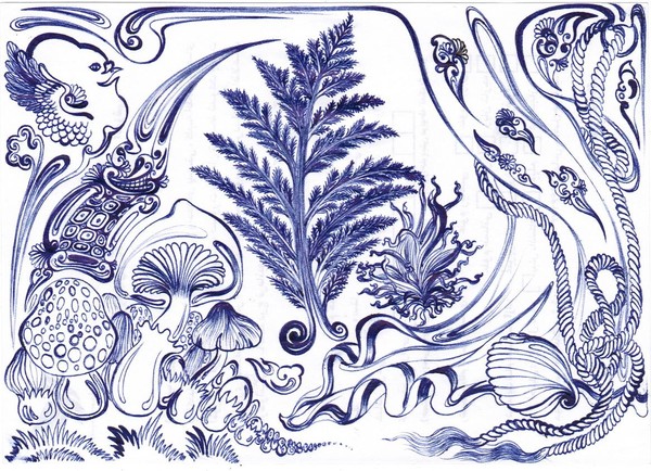 Mushrooms-rope-oysters-Vegetables-curtains-Bird