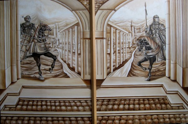 Wall fresco.Medieval plot-2