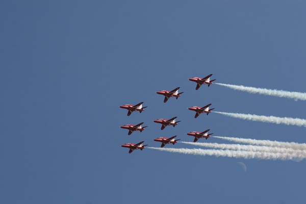 Red Arrows with moon