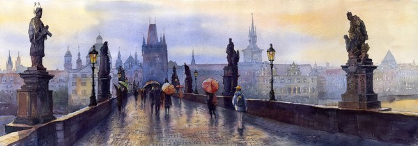 Prague Charles Bridge After Rain