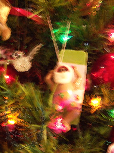 Christmas tree, ornaments, tinsel & colorful light