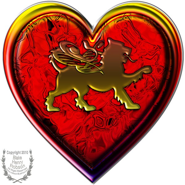 Winged Golden Lion Heart Rounded I