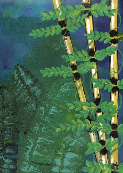 Turquoise Bananas with Bamboo
