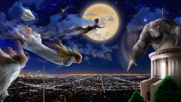 Flying Above the City Lights