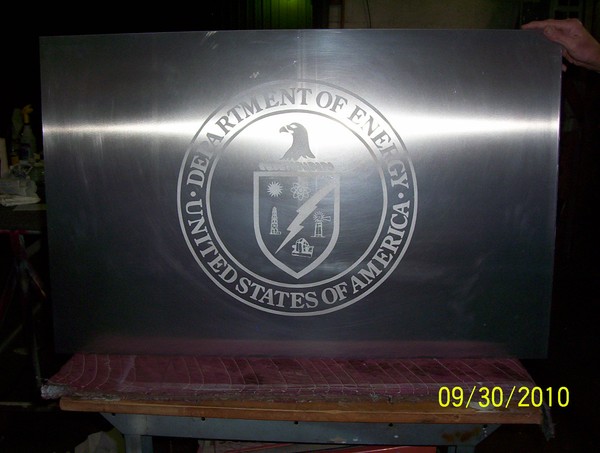 department of energy, etching on aluminum.