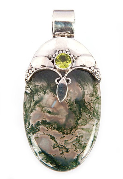 Sterling Silver Moss Agate Pendant