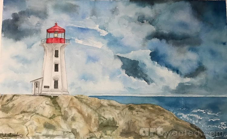 Lighthouse and Stormy Skies