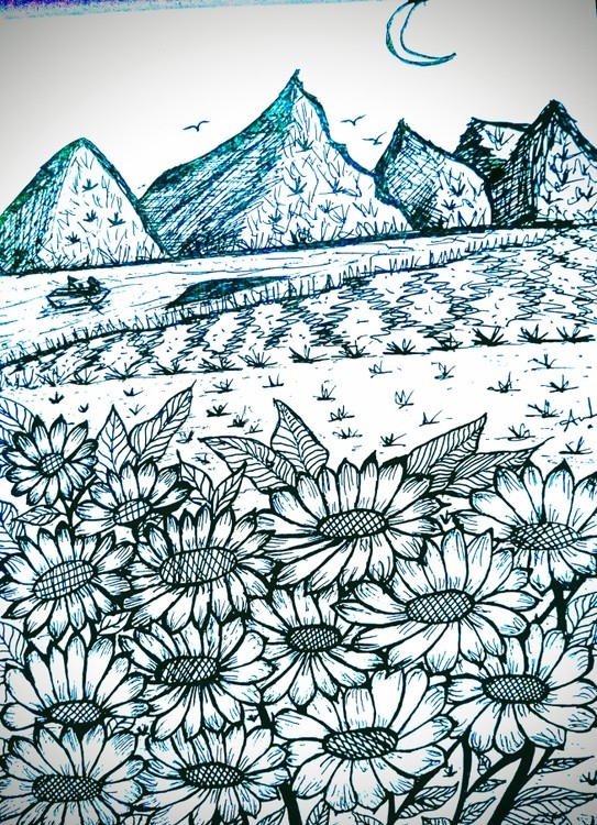 Landscape pen art work 