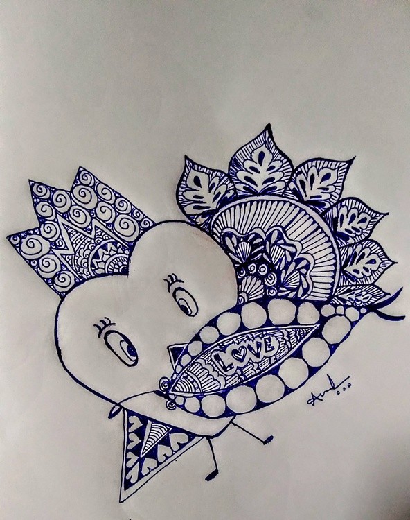 Funny face pen art...