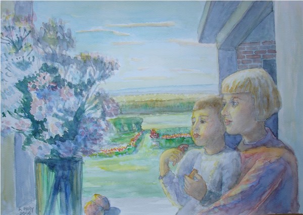 GRANDSON AND GRANDMA - WATERCOLOUR