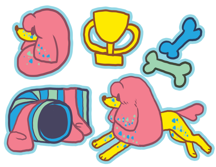 Neon Poodle Sticker Agility
