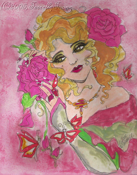 Old Fashioned Gal With Roses