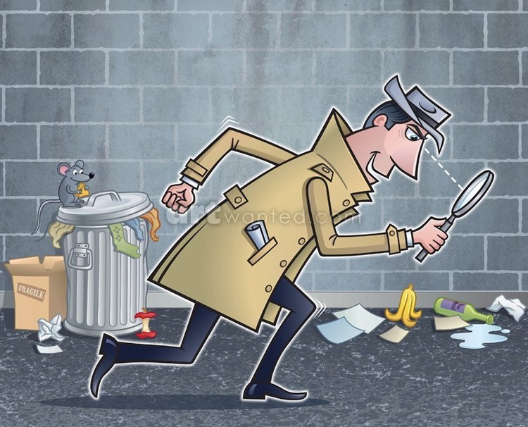 Detective Searching for Clues