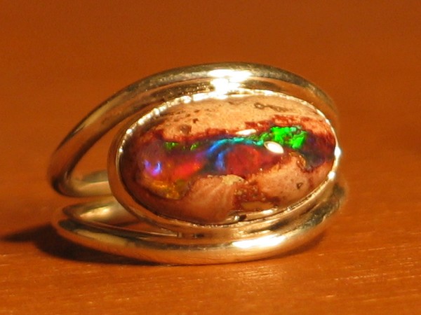 Sterling Silver Wrapped around Mexican Opal Ring