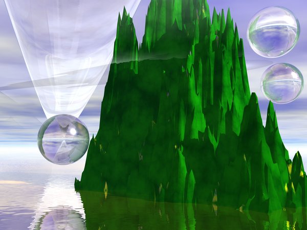 Mountain with Spheres