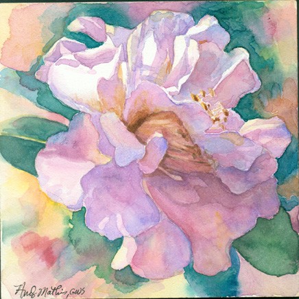 Camelia on Clayboard, 6x6 inches